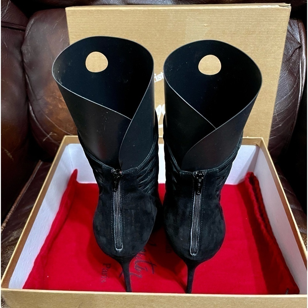 Christian Louboutin Mrs Bouglione cage bootie pointy toe Veau Velour 120mm EU37 - Picture 6 of 11